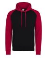 Baseball Hoodie AWDis Baseball Jh009 Jet Black-Fire Red